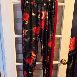 Kate & Mallory Black and Red Floral Pants